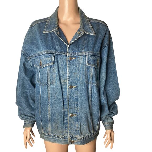Vintage 90s Bugle Boy Denim Jacket Mens Medium Blue Trucker - Picture 10 of 10